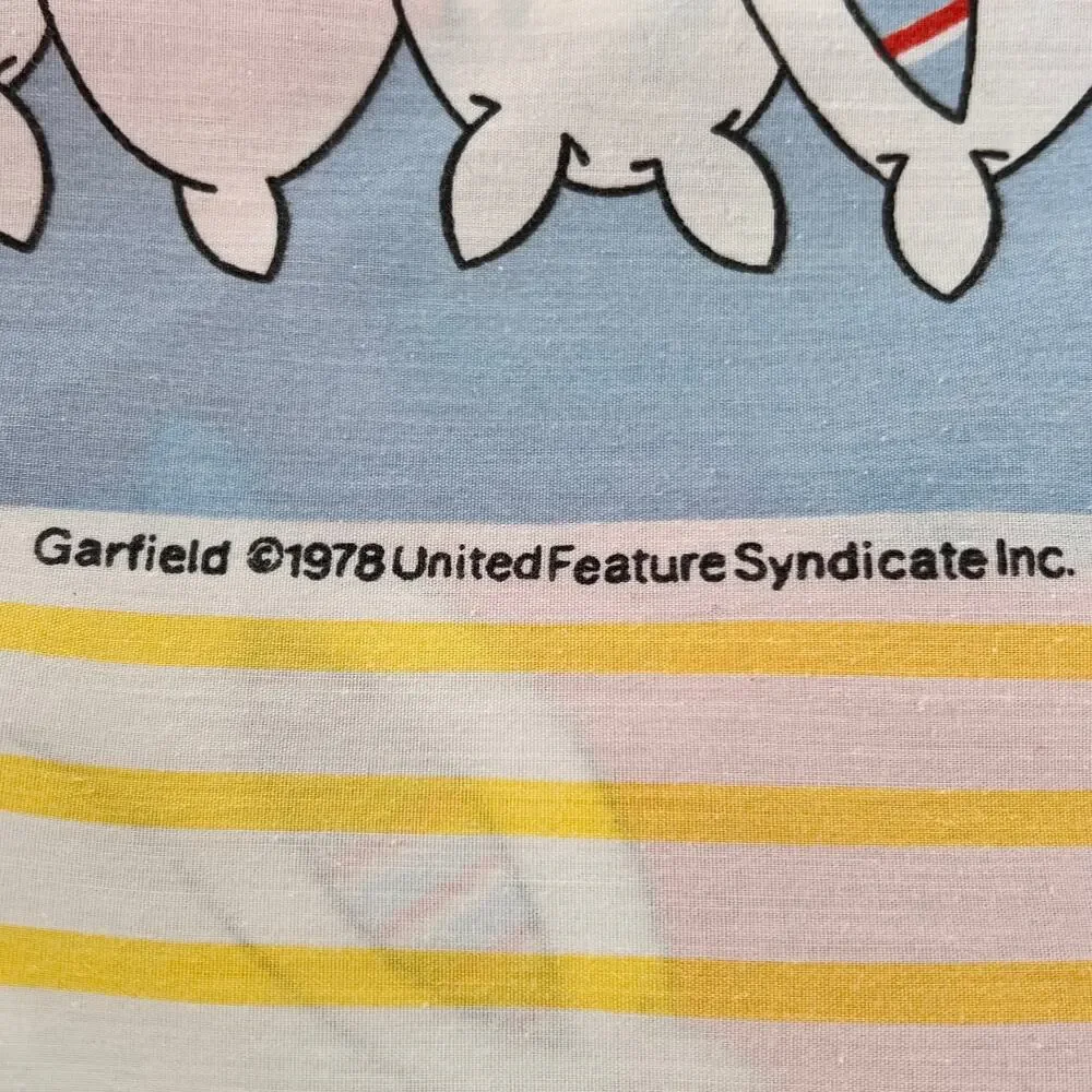 Vintage 80s Garfield Twin Sheet Set 1980s Cat Cartoon Kidcore